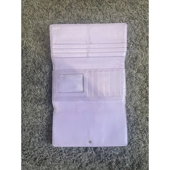 Coach Snap Closure Signature Slim Envelope Wallet Fabric Leather Trim 8x4” (B) - Picture 4 of 9